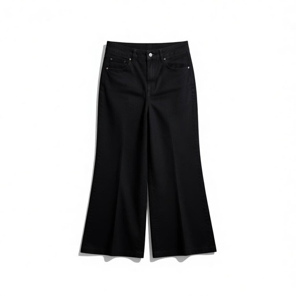 ME + EM black denim palazzo wide leg Pants womens size 27 30" inseam
